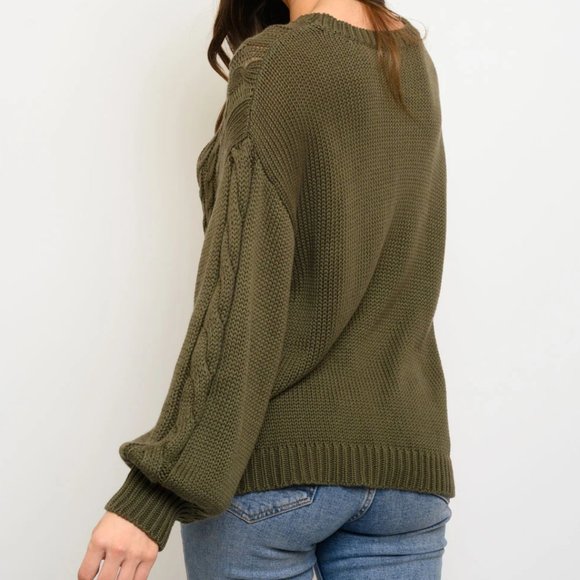 Green Knit Sweater top Casual - Picture 3 of 3